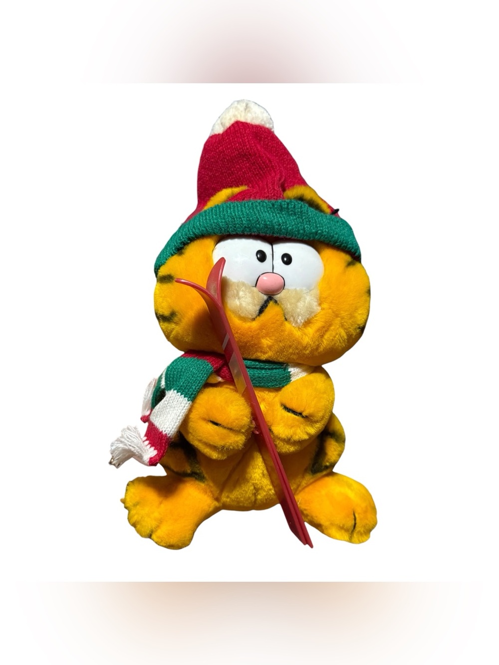 Vintage 1981 Garfield W/ Skis Plush Stuffed Animal Dakin Scarf Hat Winter